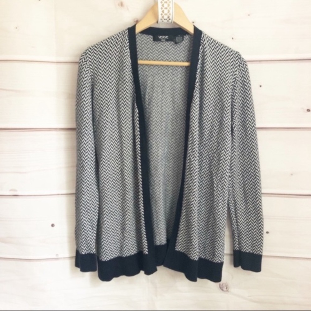Chevron Print Open Cardigan